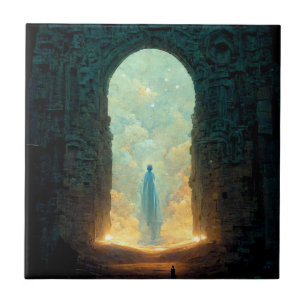 Gate of the Gods Fantasy Sci-Fi Art Ceramic Tile