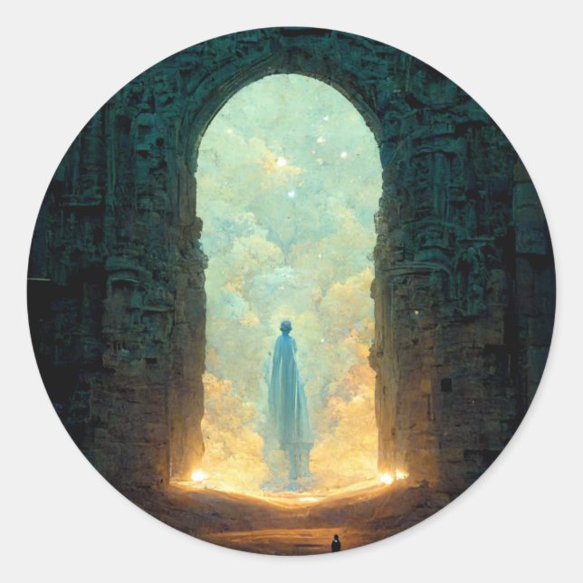 Gate of the Gods Fantasy Sci-Fi Art Classic Round Sticker (Front)