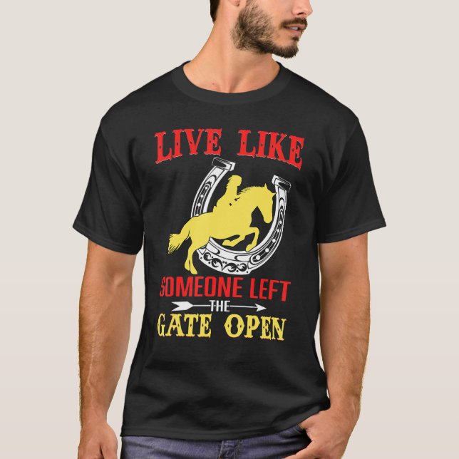 Gate Open Horseshoe Horse T-Shirt (Front)