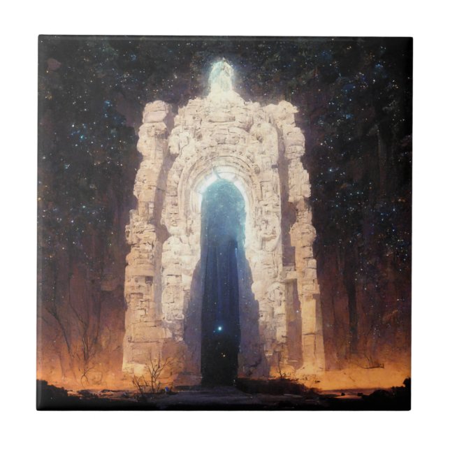 Gate To Eternity Fantasy Sci-Fi Art Ceramic Tile (Front)