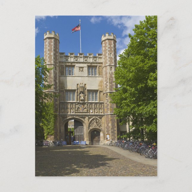 Gate to Trinity College and rows of bicycles, Postcard (Front)