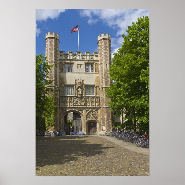 Gate to Trinity College and rows of bicycles, Poster (Front)