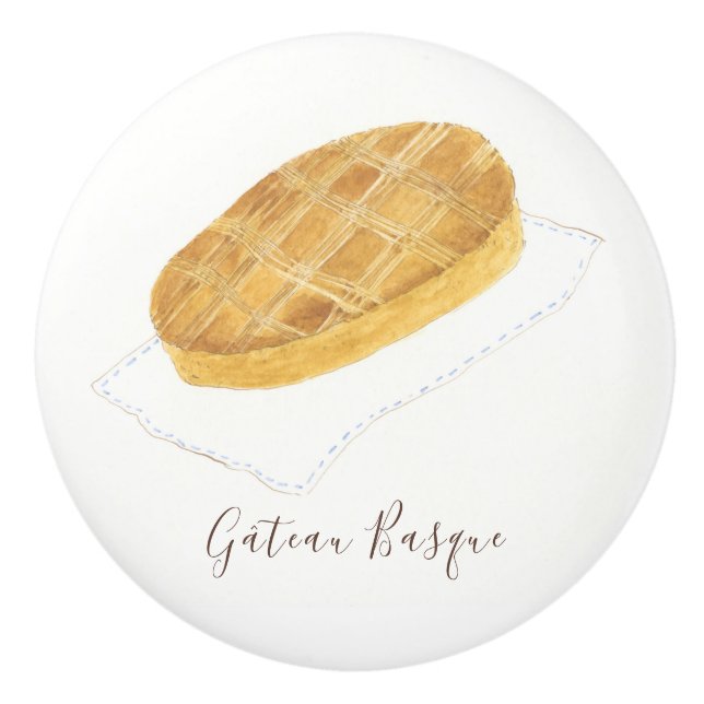 Gâteau Basque watercolor Ceramic Knob (Front)