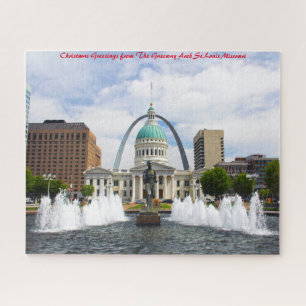 Gateway Arch Kiener Plaza.Christmas Greetings Jigsaw Puzzle