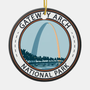 Gateway Arch National Park Badge Ceramic Ornament