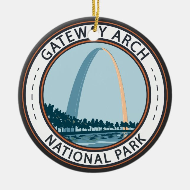 Gateway Arch National Park Badge Ceramic Ornament (Front)