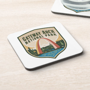 Gateway Arch National Park Badge Coaster