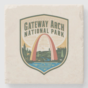 Gateway Arch National Park Badge Stone Coaster