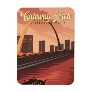 Gateway Arch National Park Illustration Travel Art Magnet