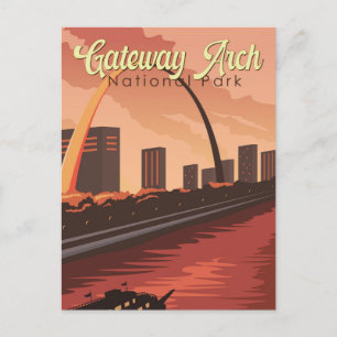 Gateway Arch National Park Illustration Travel Art Postcard