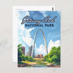 Gateway Arch National Park Missouri St Louis Retro Postcard