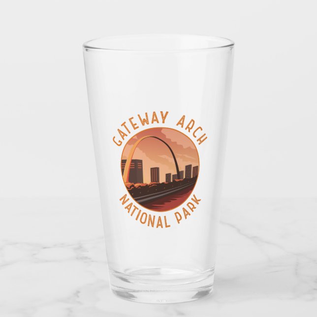 Gateway Arch National Park Retro Distressed Circle Glass (Front)
