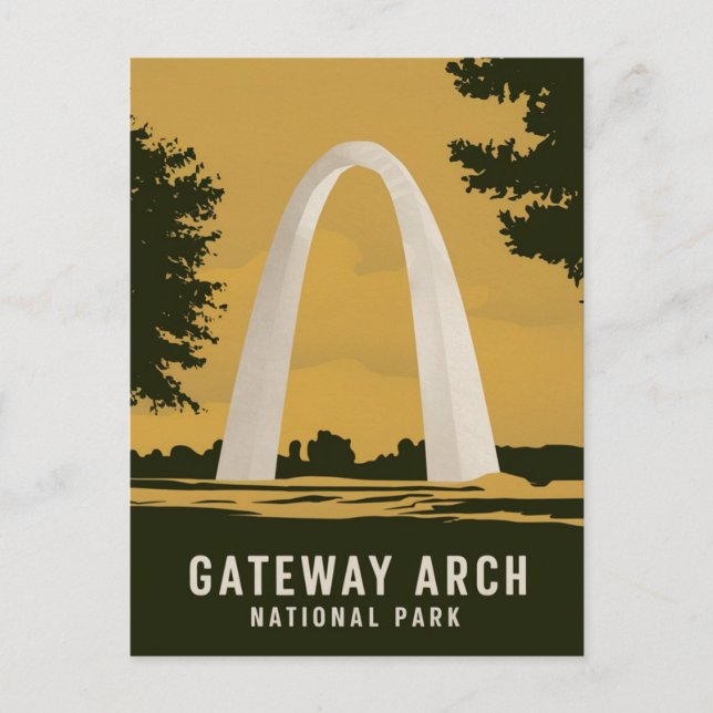 Gateway Arch National Park Retro Travel Art Holiday Postcard (Front)