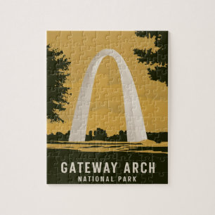 Gateway Arch National Park Retro Travel Art Jigsaw Puzzle