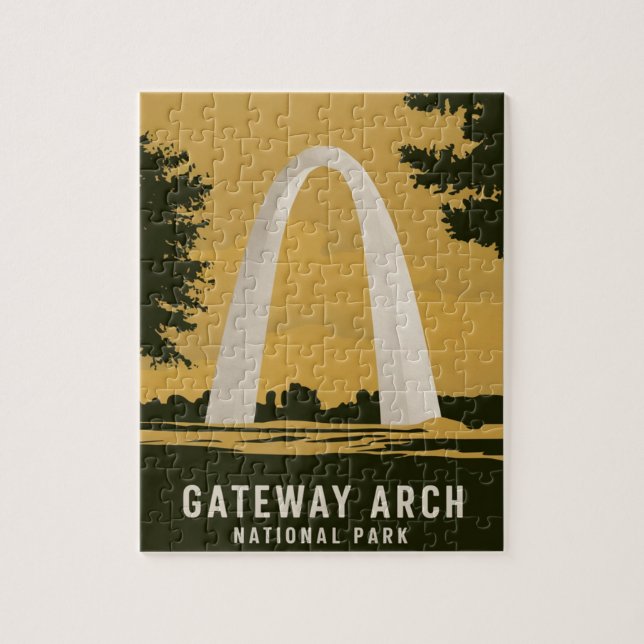 Gateway Arch National Park Retro Travel Art Jigsaw Puzzle (Vertical)