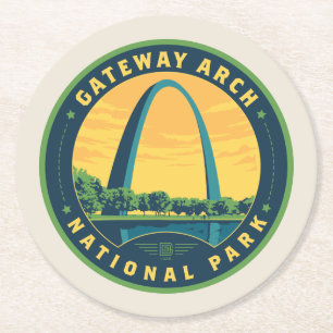 Gateway Arch National Park Round Paper Coaster