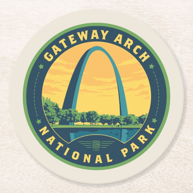 Gateway Arch National Park Round Paper Coaster (Front)