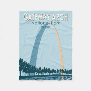 Gateway Arch National Park Vintage Fleece Blanket