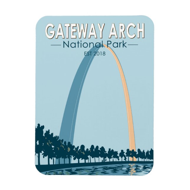 Gateway Arch National Park Vintage Magnet (Vertical)