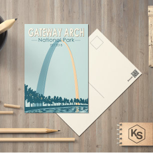 Gateway Arch National Park Vintage Postcard