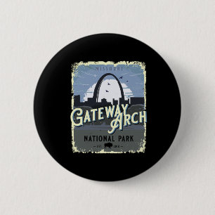 Gateway Arch National Park Vintage Travel Vacation 6 Cm Round Badge
