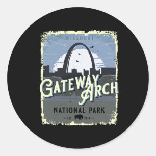 Gateway Arch National Park Vintage Travel Vacation Classic Round Sticker