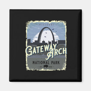 Gateway Arch National Park Vintage Travel Vacation Magnet