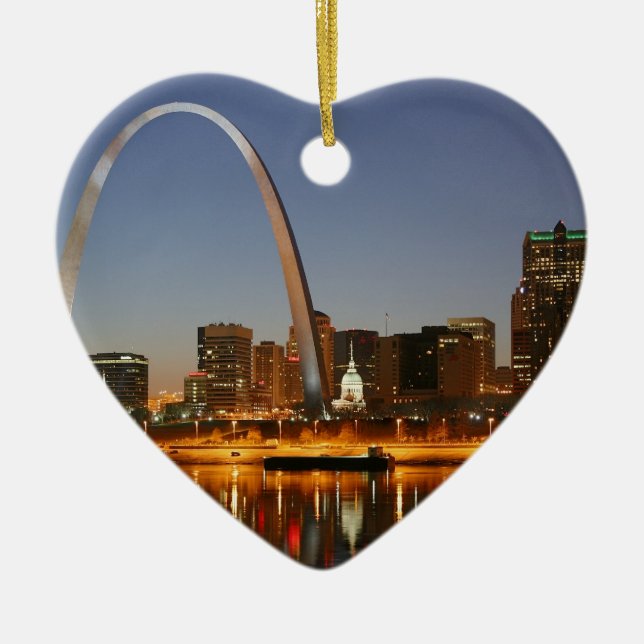 Gateway Arch St. Louis Mississippi at Night Ceramic Ornament (Front)