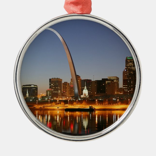 Gateway Arch St. Louis Mississippi at Night Metal Ornament (Front)