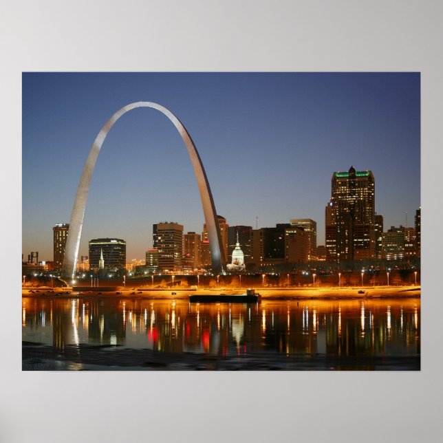 Gateway Arch St. Louis Mississippi at Night Poster (Front)