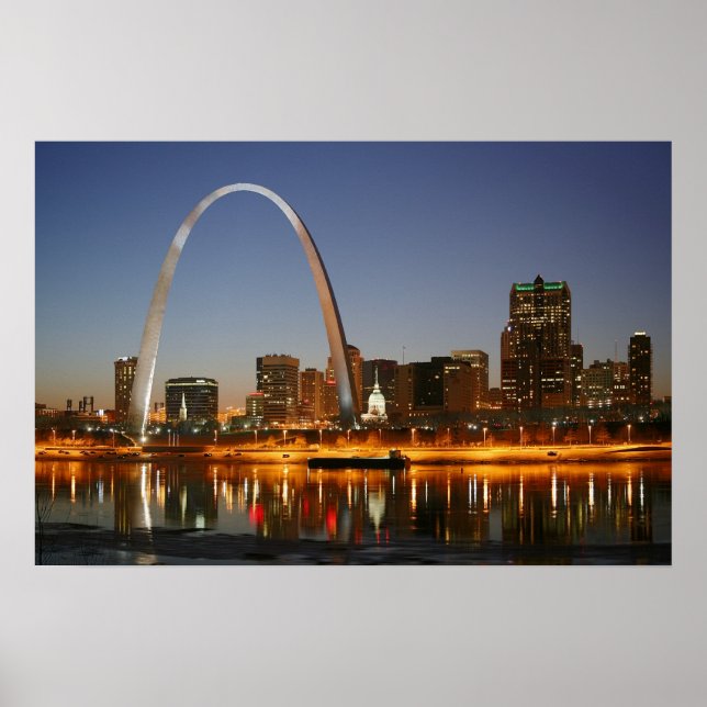 Gateway Arch St. Louis Mississippi at Night Poster (Front)