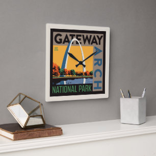 Gateway Arch   St. Louis, Missouri Square Wall Clock