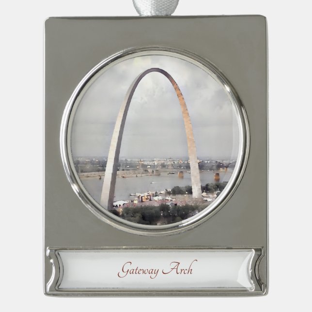 Gateway Arch Travel Art Watercolor Ornament (Front)