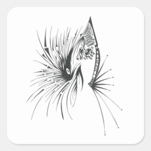 Gateway Black White Abstract Tribal Tattoo Art Square Sticker
