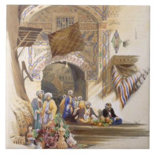 Gateway of a Bazaar, Grand Cairo, pub. 1846 (litho Ceramic Tile