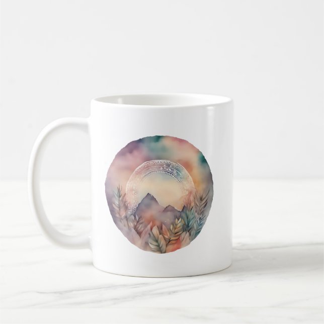 Gateway to Serenity: Mountains and Foliage Coffee Mug (Left)