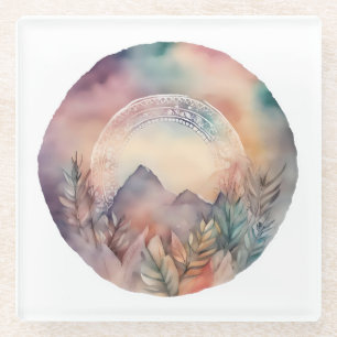 Gateway to Serenity: Mountains and Foliage Glass Coaster
