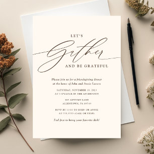 Gather and Be Grateful Friendsgiving Brown Invitation