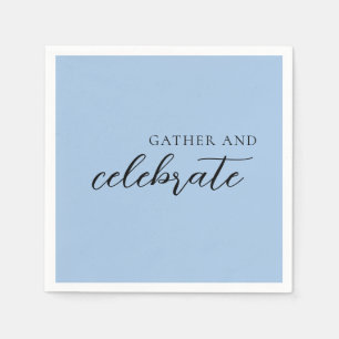 'Gather And Celebrate' Soft Dusty Blue Farmhouse Napkin