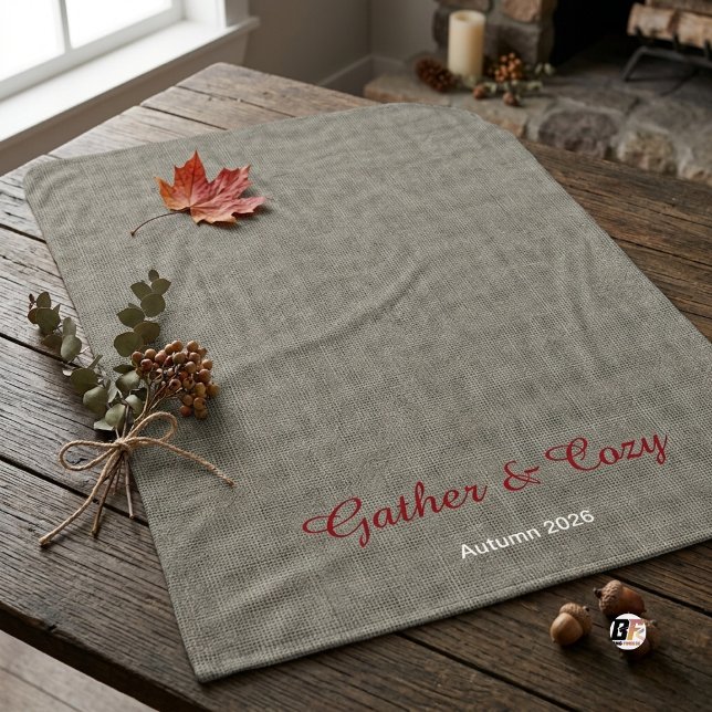 Gather Cosy Rustic Script Grey Red Sherpa Blanket (#SpecialOffer)