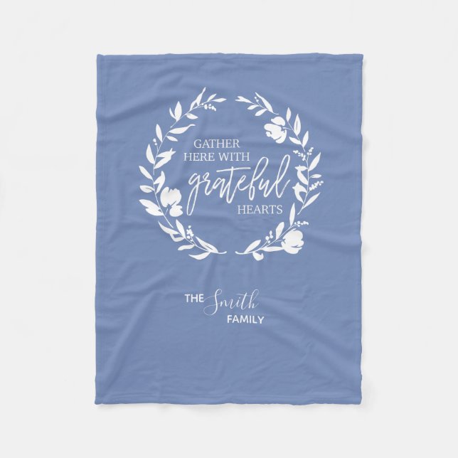 Gather Here With Grateful Hearts Fleece Blanket (Front)