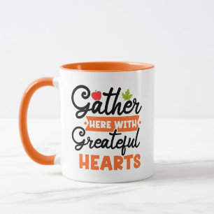 Gather Here With Greateful Hearts Wordart Fall Mug