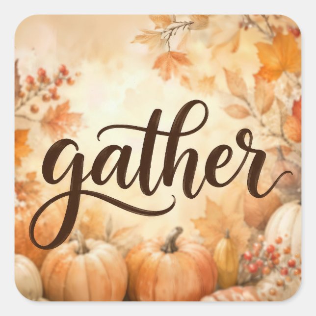 Gather Thanksgiving Pumpkins Square Sticker (Front)
