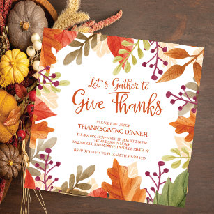 Gather to Give Thanks Thanksgiving Dinner Invitation