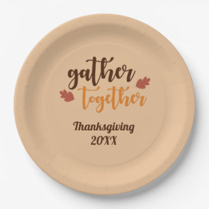 Gather Together Thanksgiving Autumn Colours  Paper Plate