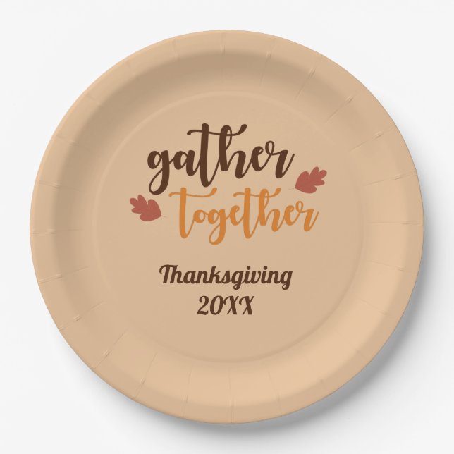 Gather Together Thanksgiving Autumn Colours  Paper Plate (Front)