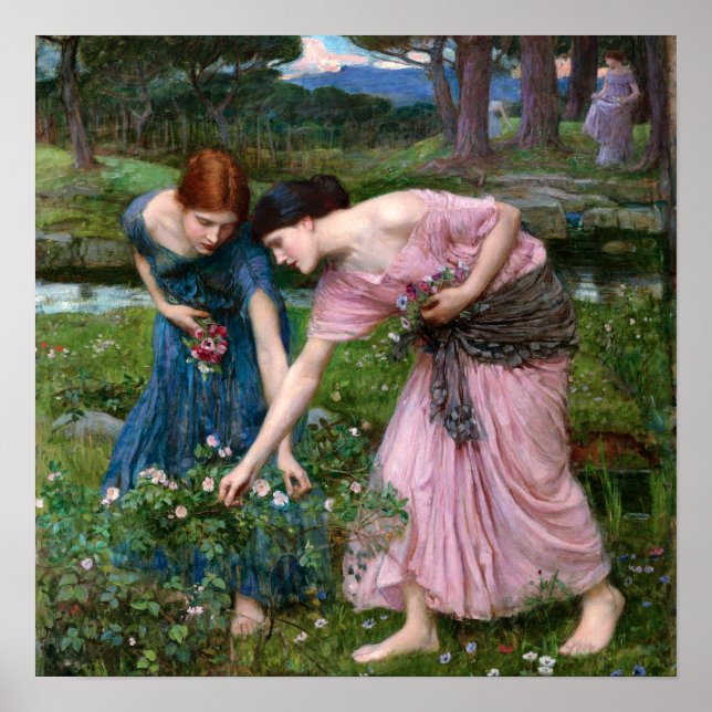 Gather Ye Rosebuds by John William Waterhouse Poster (Front)