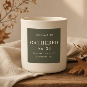 Gathered No. 26 Olive Green Custom Fall Candle Square Sticker