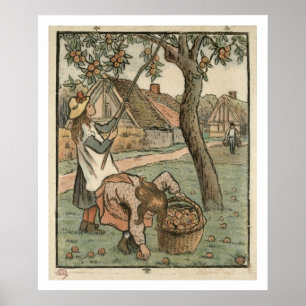 Gathering Apples, from 'Travaux des Champs', engra Poster