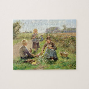 Gathering Flowers (oil on canvas) Jigsaw Puzzle